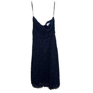 Eliza J Women's Midi Dress Navy Floral Lace Strapless Ruched Back Zip Sz‎ 14